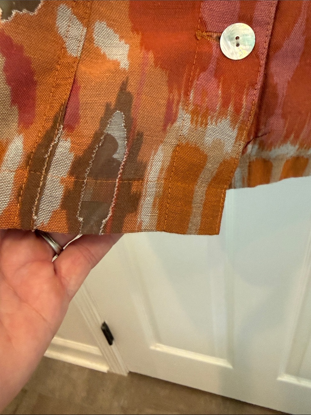 Ruby Rd. Rust Multi Ikat-Print Button Front Jacket - Picture 4 of 9